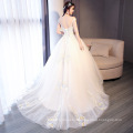 Off Shoulder Wedding Evening Dress Appliqued Yellow Flower Fancy Tulle Ball gown Wedding Dresses